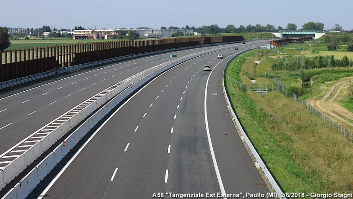 Autostrada A58 Tangenziale Est Esterna di Milano in Italy