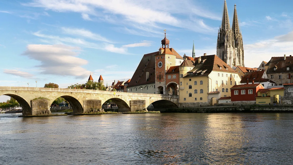 Old Town of Regensburg with Stadtamhof in Germany