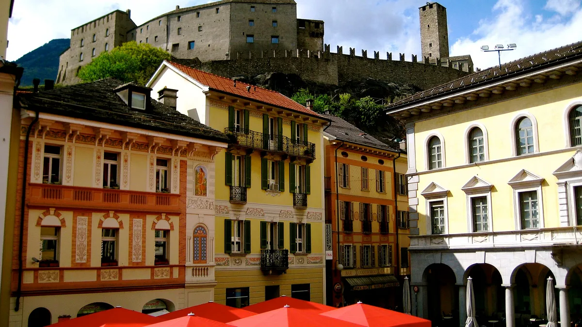 Three Castles, Defensive Wall and Ramparts of the Market-Town of Bellinzona in Switzerland